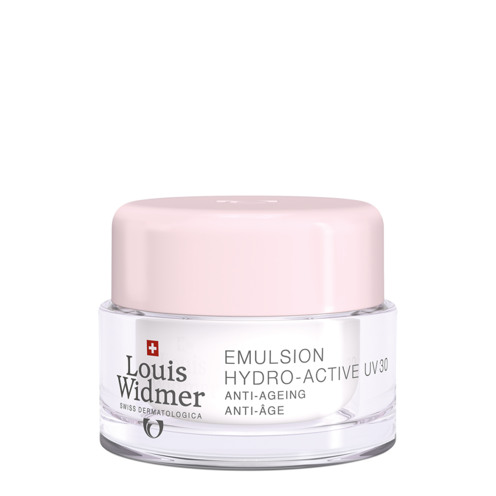 Louis Widmerin Hydro-Active kosteusemulsio UV-suojalla stimuloi ja säilyttää ihon luonnolliset anti-age-toiminnot.