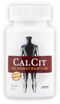 CALCIT KALSIUMSITRAATTI + D3-VITAMIINI (100 TABL)