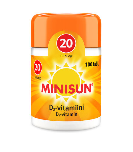 MINISUN D-VITAMIINI 20 MIKROG (100 PURUTABL)