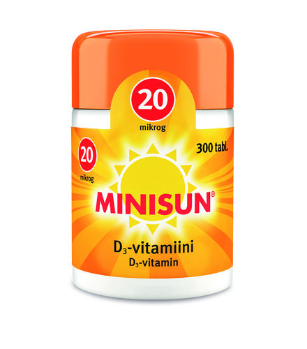 MINISUN D-VITAMIINI 20 MIKROG (300 PURUTABL)